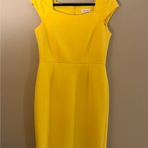 Calvin Klein Yellow Sheath Dress Size 10